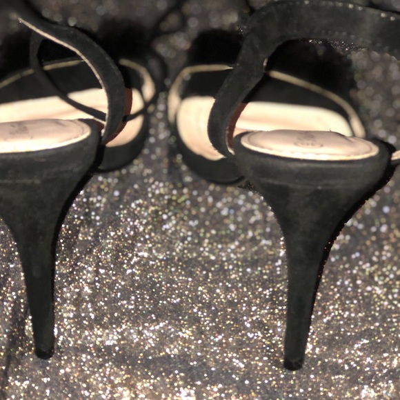 Women’s  Black Faux Fur & Suede Lace-Up Sandal - Picture 6 of 8